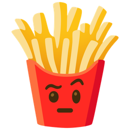 face with raised eyebrow and french fries