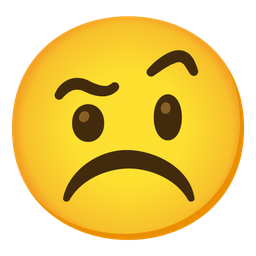 face with raised eyebrow and frowning face