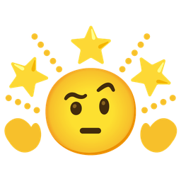 face with raised eyebrow and glowing star