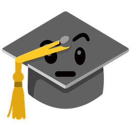 face with raised eyebrow and graduation cap