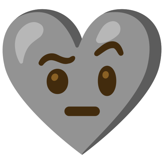 Face with raised eyebrow and Grey heart