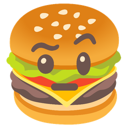 face with raised eyebrow and hamburger