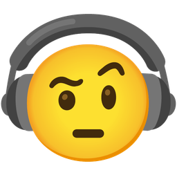 face with raised eyebrow and headphone