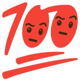 face with raised eyebrow and hundred points