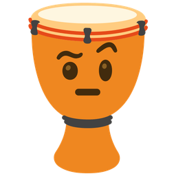 face with raised eyebrow and long drum