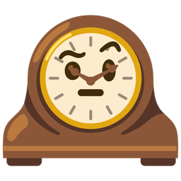 face with raised eyebrow and mantelpiece clock