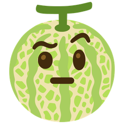 face with raised eyebrow and melon