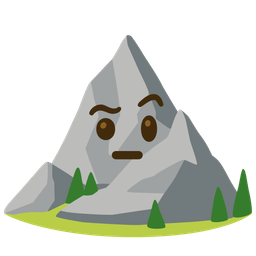 face with raised eyebrow and mountain