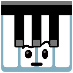 face with raised eyebrow and musical keyboard