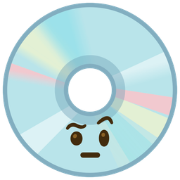 face with raised eyebrow and optical disk