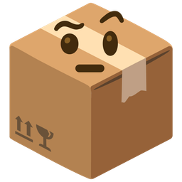 face with raised eyebrow and package