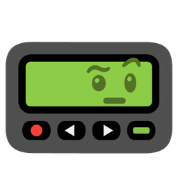 face with raised eyebrow and pager