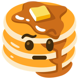 face with raised eyebrow and pancakes