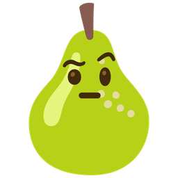 face with raised eyebrow and pear