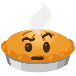 face with raised eyebrow and pie