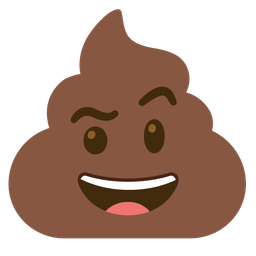 face with raised eyebrow and pile of poo