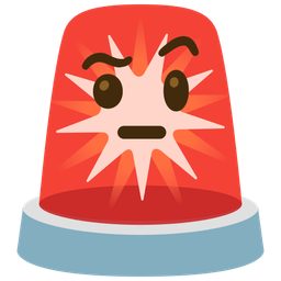 face with raised eyebrow and police car light