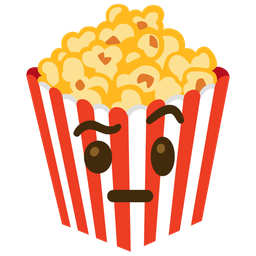 face with raised eyebrow and popcorn