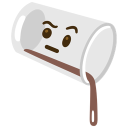 face with raised eyebrow and pouring liquid