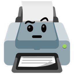 face with raised eyebrow and printer