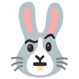 face with raised eyebrow and rabbit face