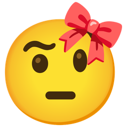 face with raised eyebrow and ribbon