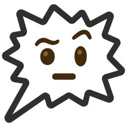 face with raised eyebrow and right anger bubble