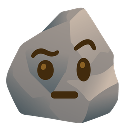 face with raised eyebrow and rock