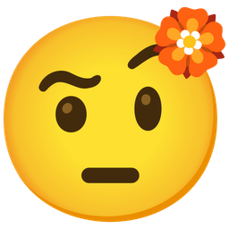 face with raised eyebrow and rosette