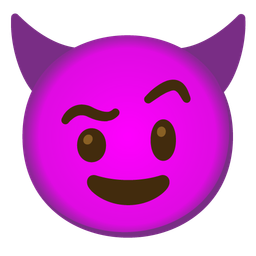 face with raised eyebrow and smiling face with horns