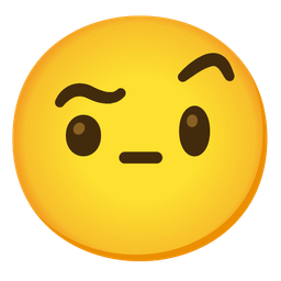 Face with raised eyebrow and Smiling face with smiling eyes