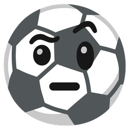 face with raised eyebrow and soccer ball