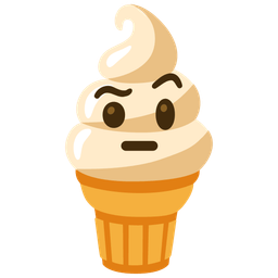 face with raised eyebrow and soft ice cream