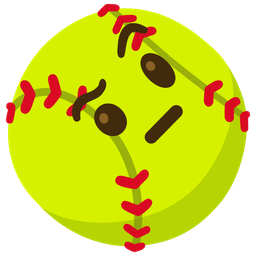 face with raised eyebrow and softball