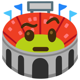 face with raised eyebrow and stadium