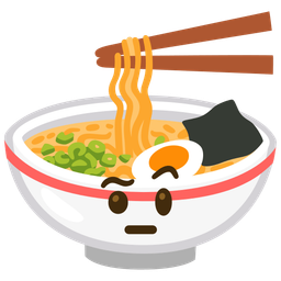 face with raised eyebrow and steaming bowl