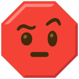 face with raised eyebrow and stop sign