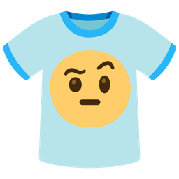 face with raised eyebrow and t-shirt