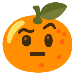 face with raised eyebrow and tangerine