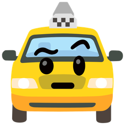 face with raised eyebrow and taxi