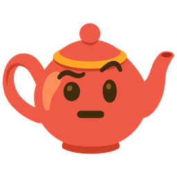 face with raised eyebrow and teapot