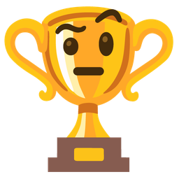 face with raised eyebrow and trophy