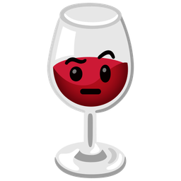 face with raised eyebrow and wine glass
