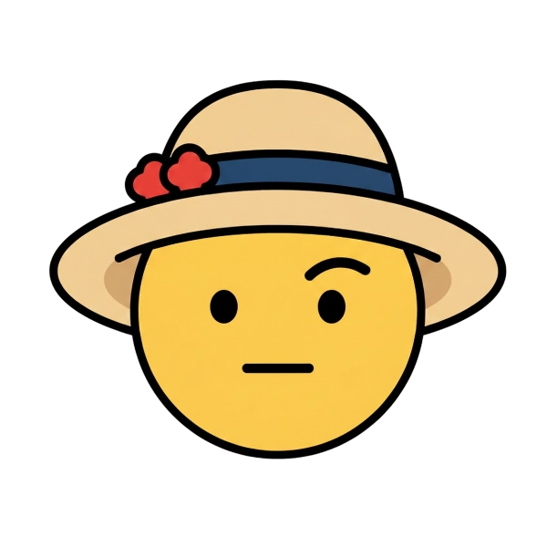 Face with raised eyebrow and Woman’s hat