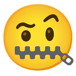 face with raised eyebrow and zipper-mouth face