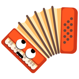 face with rolling eyes and accordion