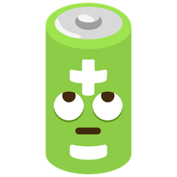 face with rolling eyes and battery