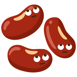 face with rolling eyes and beans