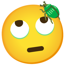 face with rolling eyes and beetle