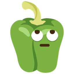 face with rolling eyes and bell pepper